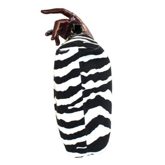 Kate Spade Fisher Island Black & White Zebra Print Canvas Shoulder Satch… - Picture 8 of 9